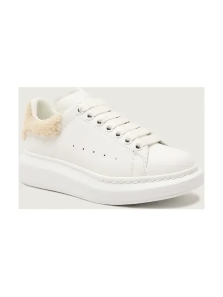 Alexander McQueen Teniși din piele | shearling alb