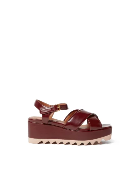 Lniane sandały Stella Mccartney czerwone