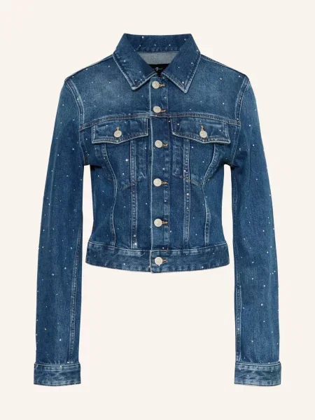 7 For All Mankind Džínová Bunda S Ozdobnými Kamínky blue shine modrá