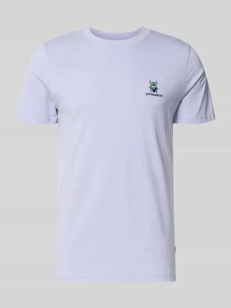 T-shirt z haftem i okrągłym dekoltem Lindbergh