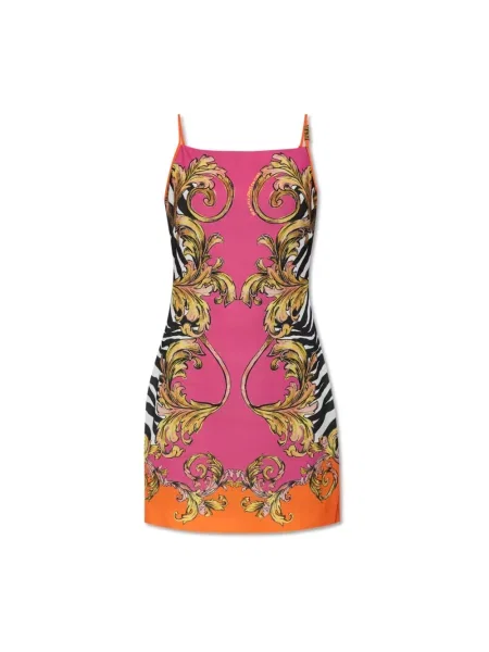 Wielobarwność sukienka jeansowa Versace Jeans Couture na ramiączkach