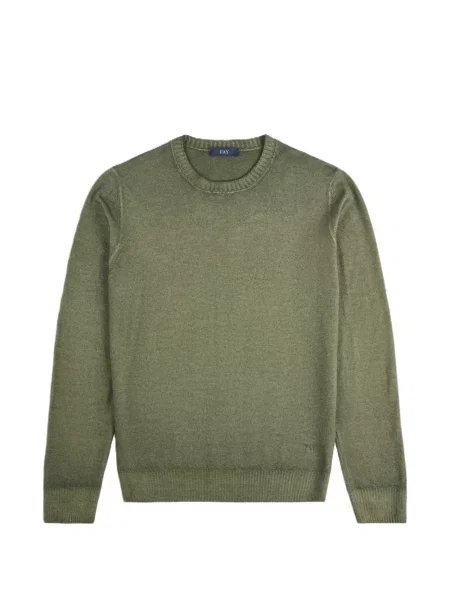 Pulover Fay cu broderie cu decolteu rotund verde