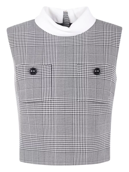 Kamizelka Self-portrait w kratkę o krotszym kroju czarna