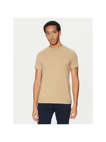 Tommy Jeans Póló Jaspe Slim Fit bézs