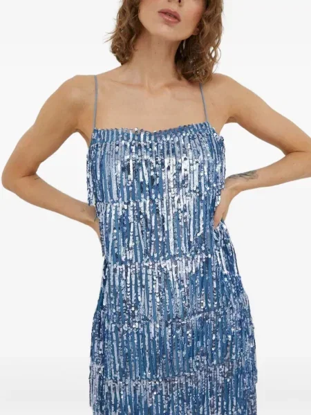 Rochie mini Samsøe Samsøe cu paiete de costum albastru