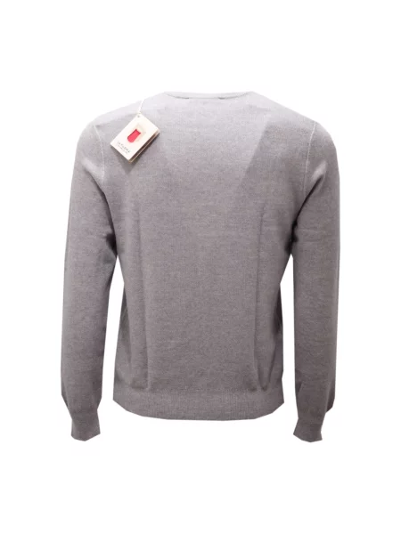 Sweter La Fileria z okrągłym dekoltem szary