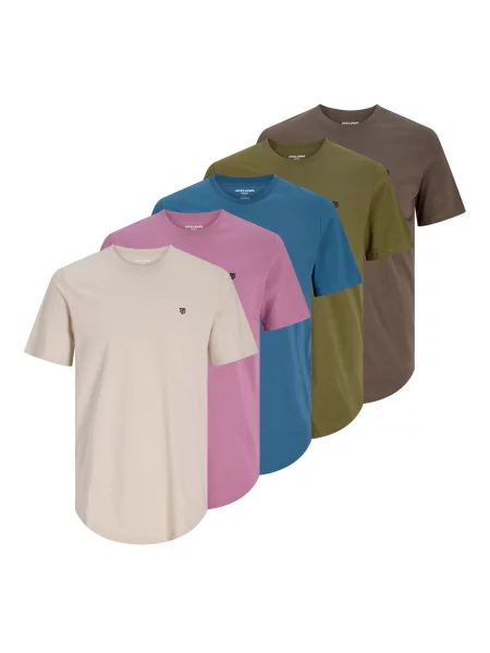 Jack & Jones Premium Tricou JPRBLABRODY TEE SS CREW NECK KA / albastru gențiană / ciocolatiu / oliv / roz eozină bej