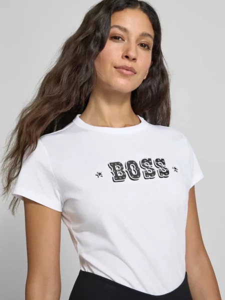 T-shirt o kroju Slim Fit z czystej bawełny Boss Orange biała