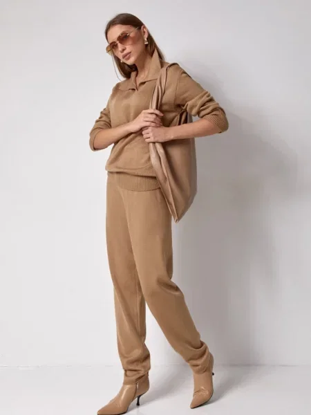 Штани повсякденні TrikoBakh світло-коричневий бавовна/віскоза коричневі