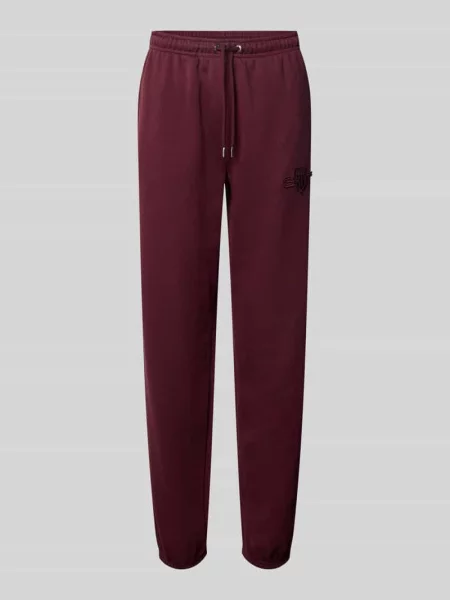 Spodnie dresowe o kroju slim fit z naszywką z logo model ‘Tonal’ Gant bordowy