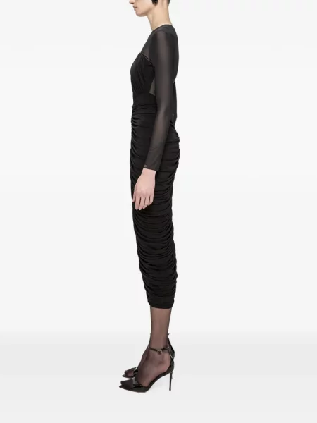 Rochie midi Nissa din tul drapată negru