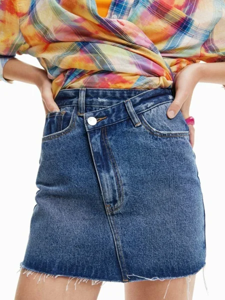 Джинсова спідниця Desigual mini пряма синій