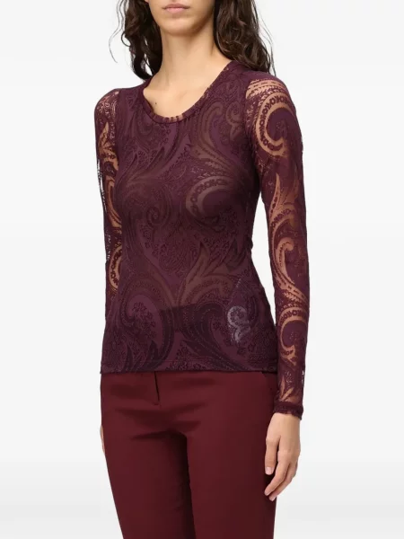 Top Etro cu imagine cu model paisley plasă violet