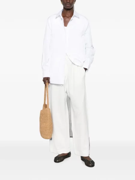 Pantaloni palazzo The Row cu cordon alb