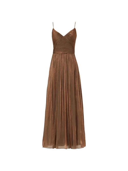 Sukienka maxi Costarellos drapowana na ramiączkach brązowa