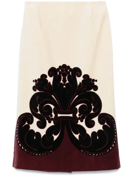 Fustă tip creion La Doublej de catifea alb