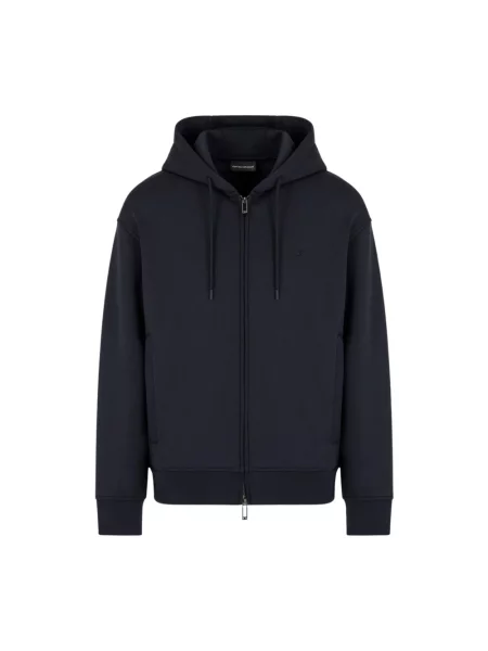 Sweter Emporio Armani z kapturem niebieski