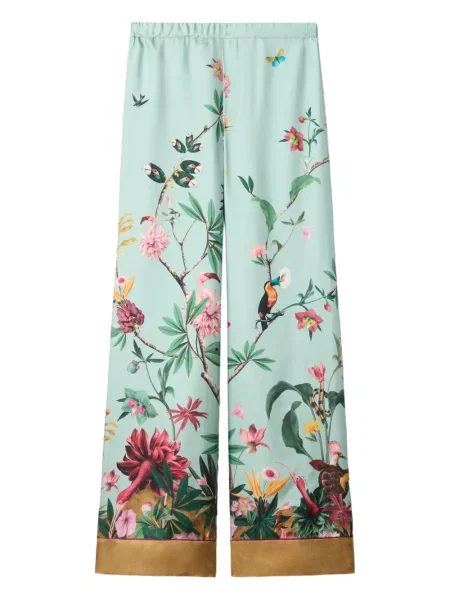 Pantaloni La Doublej cu model floral albastru