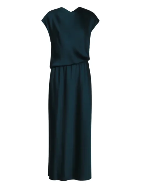 Rochie maxi Vince drapată scurtă de costum verde