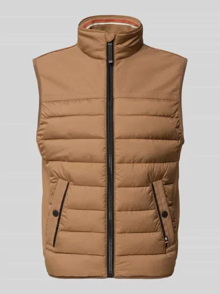 Kamizelka pikowana o kroju regular fit z wodoodpornego materiału Tom Tailor beżowa