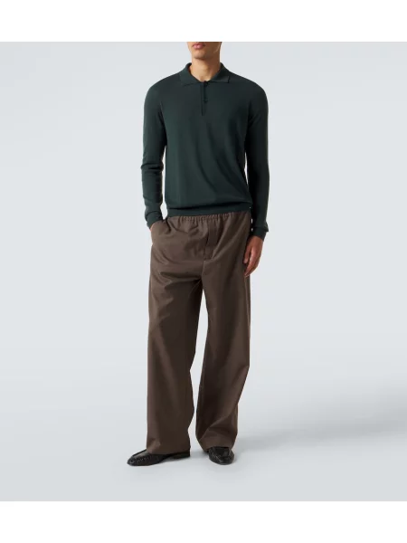 Tricou polo The Row din cașmir verde