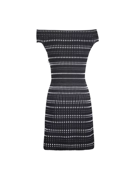Sukienka Alexander Mcqueen w grochy z odkrytymi ramionami czarna