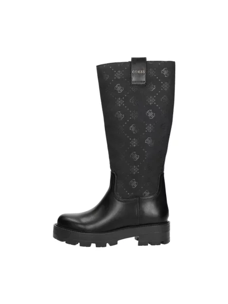 Kozaki Guess skórzane z logo czarne