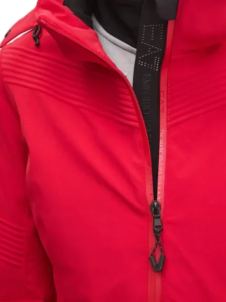 Geacă Ea7 Emporio Armani cu glugă roșu