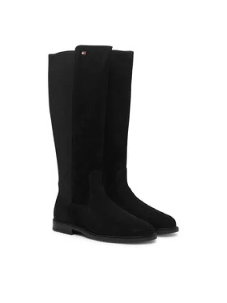 Zimske čizme Tommy Hilfiger Enamel Flag Suede High Chelsea crna
