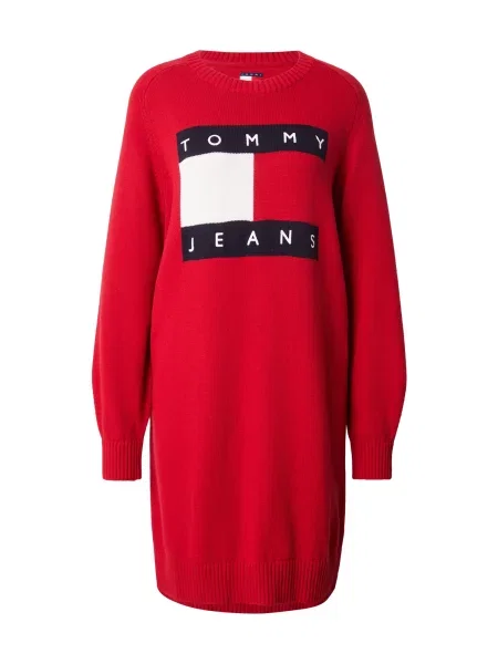 Tommy Jeans Rochie tricotat bleumarin / roșu alb
