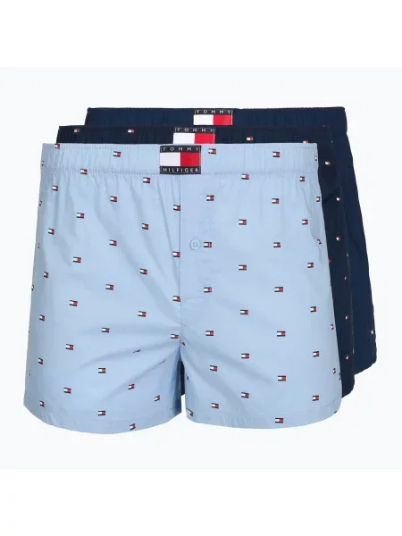 Boxeri pentru bărbați Tommy Hilfiger Woven Boxer Print 3 pack chambray flag/carb navy/c navy flag marină