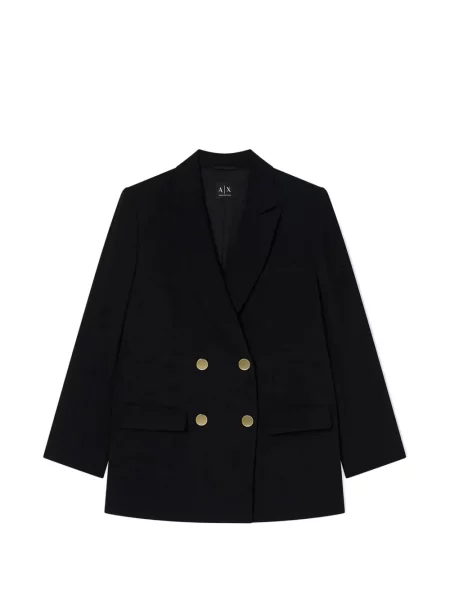 Sacou Armani Exchange din crep cu două rânduri de nasturi negru