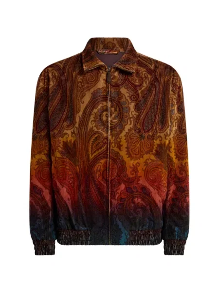 Geacă Etro de catifea cord cu imagine cu model paisley maro