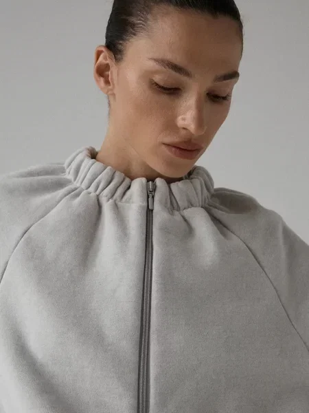 Muuv. Muuv melegítőfelső női pamuttal SMOOTH COTTON szürke