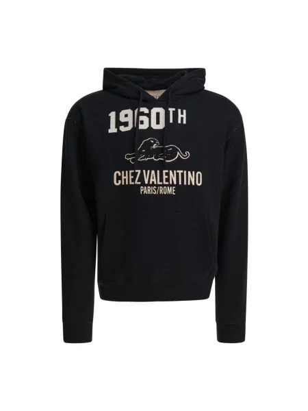 Lniana bluza z kapturem Valentino czarna
