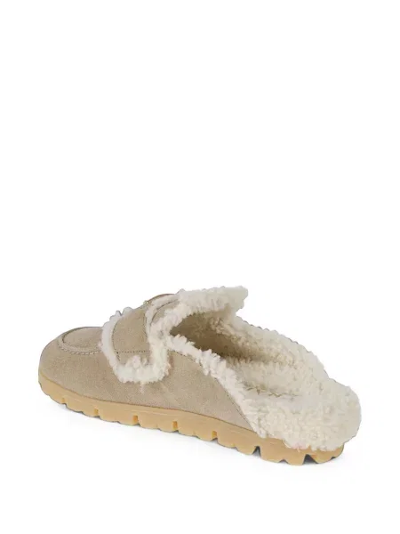 Papuci tip mules Prada din piele de căprioară