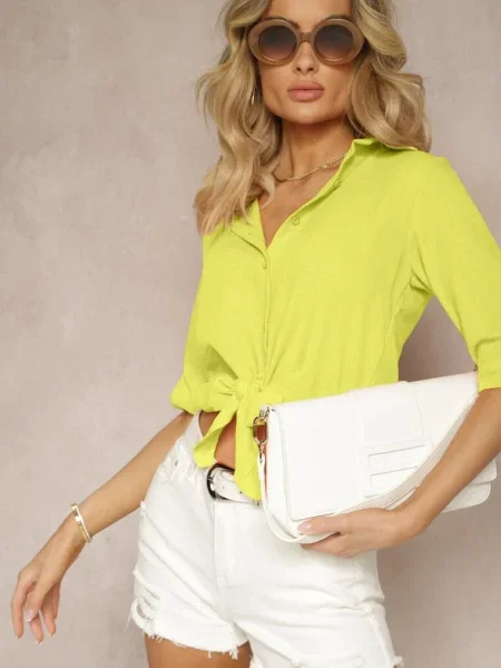 Camasa Deschis cu Maneci Reglabile cu Snur in Talie cu Sanesria verde
