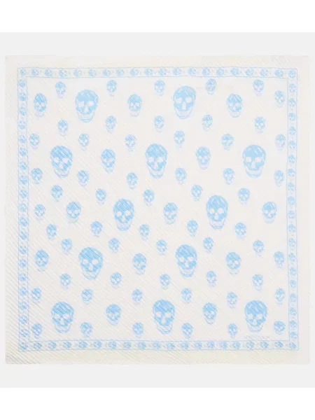 Fular Mcqueen de mătase alb