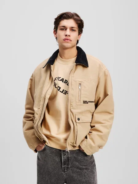 KARL LAGERFELD JEANS Prechodná bunda ťavej srsti čierna