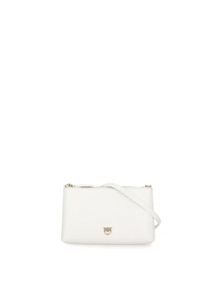 Pinko kopertówka skórzana beżowy biała