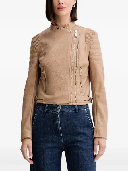 Kurtka skórzana Guess brązowa