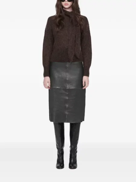Kožená sukňa Allsaints čierna