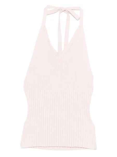 Top Reformation cu gât halter roz
