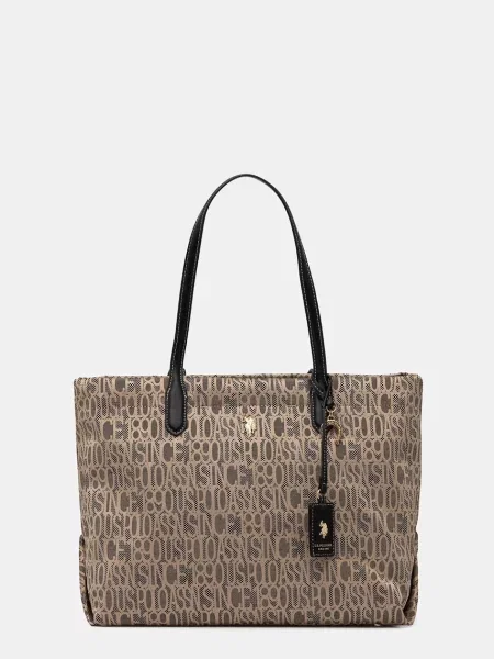U.S. Polo Assn. torebka shopper JACQUARD beżowa