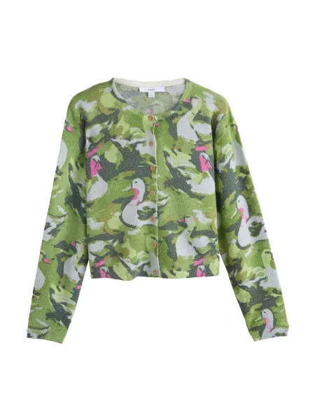 Next Geacă tricotată verde kiwi / verde pin / roz deschis / murdar alb