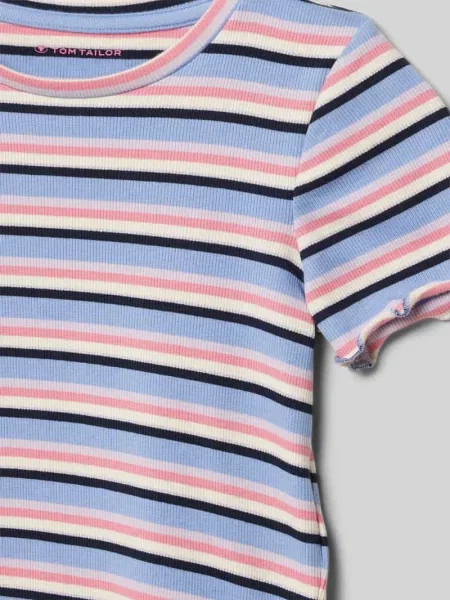 T-shirt z o kroju regular fit z błyszczącą przędzą Tom Tailor błękitna