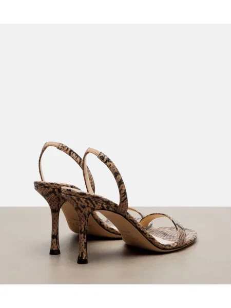 Sandale Jimmy Choo din piele slingback cu model piele de șarpe bej