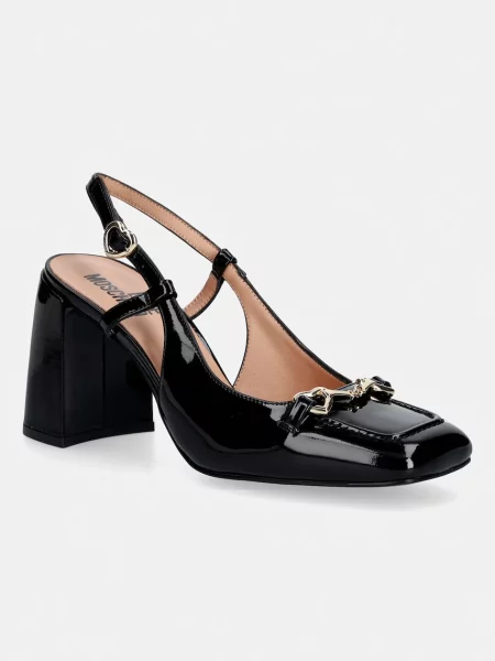 Love Moschino lodičky kožené čierna