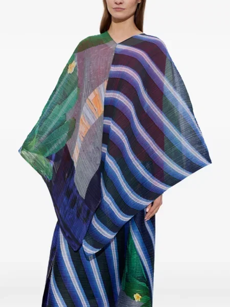 Poncho Pleats Please Issey Miyake plisat albastru
