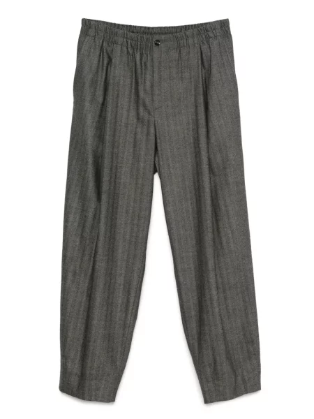 Pantaloni Giorgio Armani cu model herringbone negru